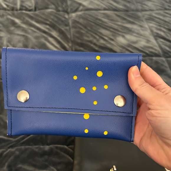 Holly Aiken bookbag and matching wristlet in blue and yellow main image 13